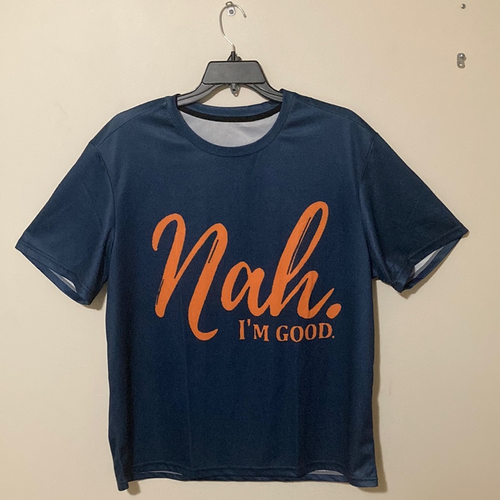 Navy Blue Tee with Orange Text